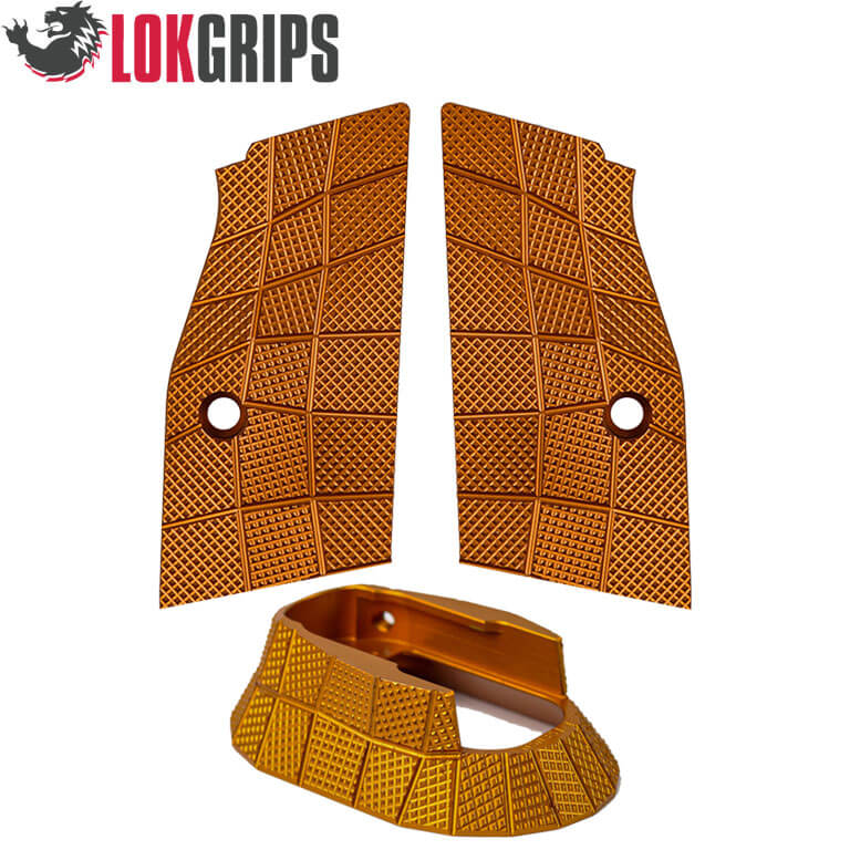 CZ TS 2, CZ 75 Tactical Sports alu Gridlok set - magwell & plaquettes de poignée