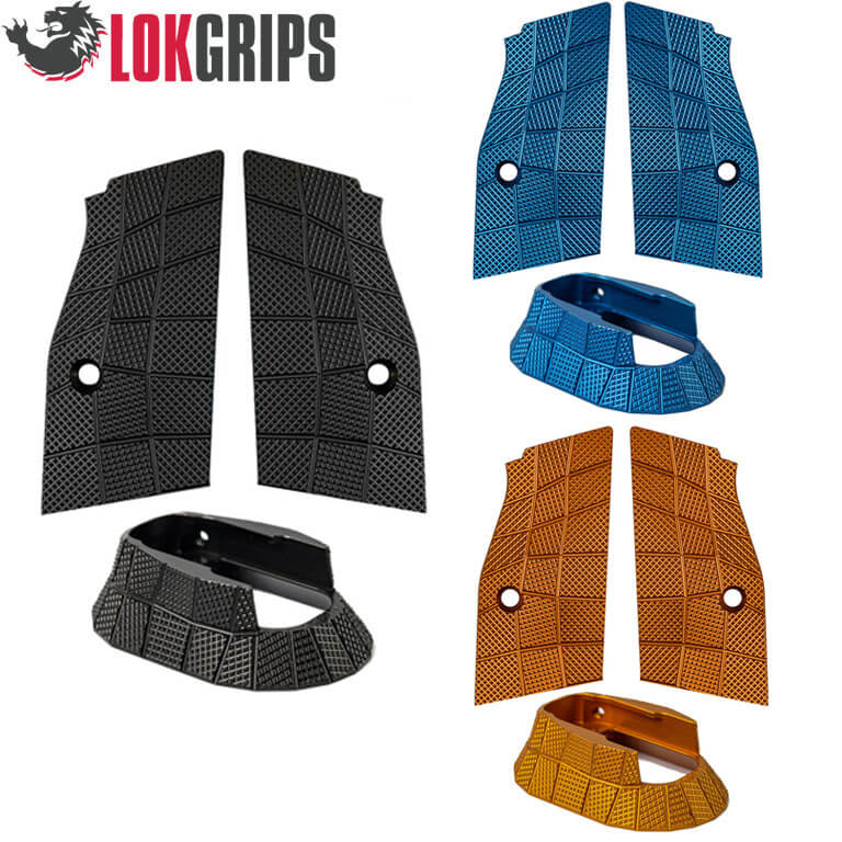 CZ TS 2, CZ 75 Tactical Sports alu Gridlok set - magwell & plaquettes de poignée