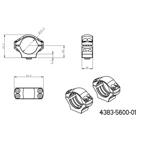 1 inch scope rings [25,4mm] | short Picatinny QD Ergo base JK-N