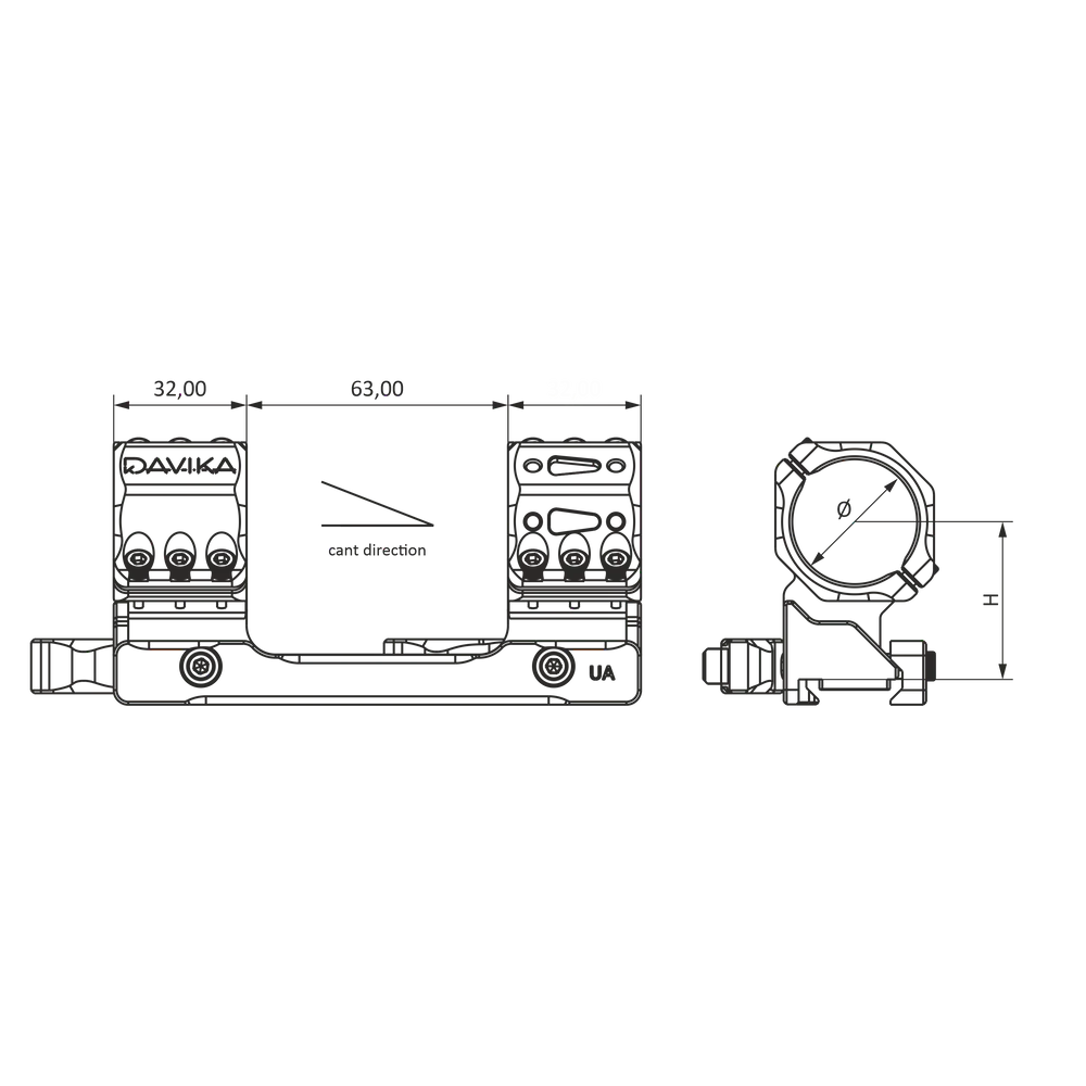 Montage de lunette 34 mm | base Picatinny QD Ergo 