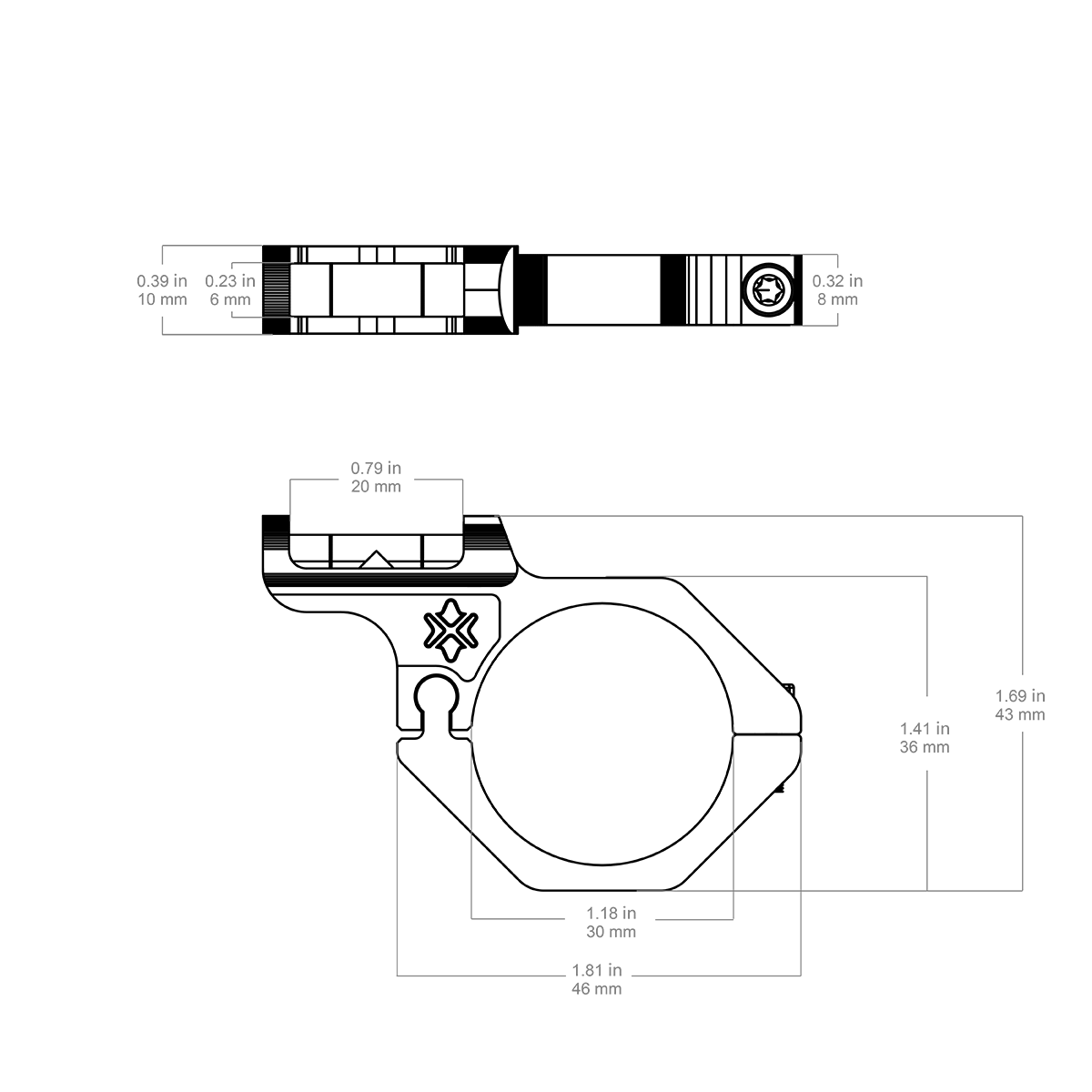 Niveau à bulle décalé 30 mm pour lunette de visée 