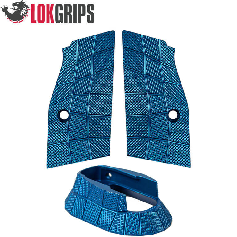 CZ TS 2, CZ 75 Tactical Sports alu Gridlok set - magwell & plaquettes de poignée