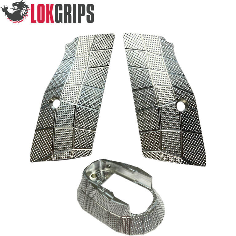 CZ TS 2, CZ 75 Tactical Sports alu Gridlok set - magwell & plaquettes de poignée