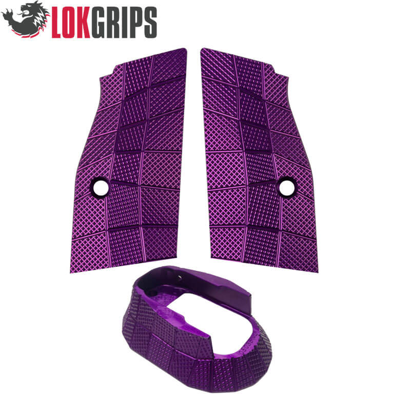 CZ TS 2, CZ 75 Tactical Sports alu Gridlok set - magwell & plaquettes de poignée