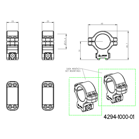CZ 457 scope rings for dovetail | 1 inch [25.4mm] JK-N