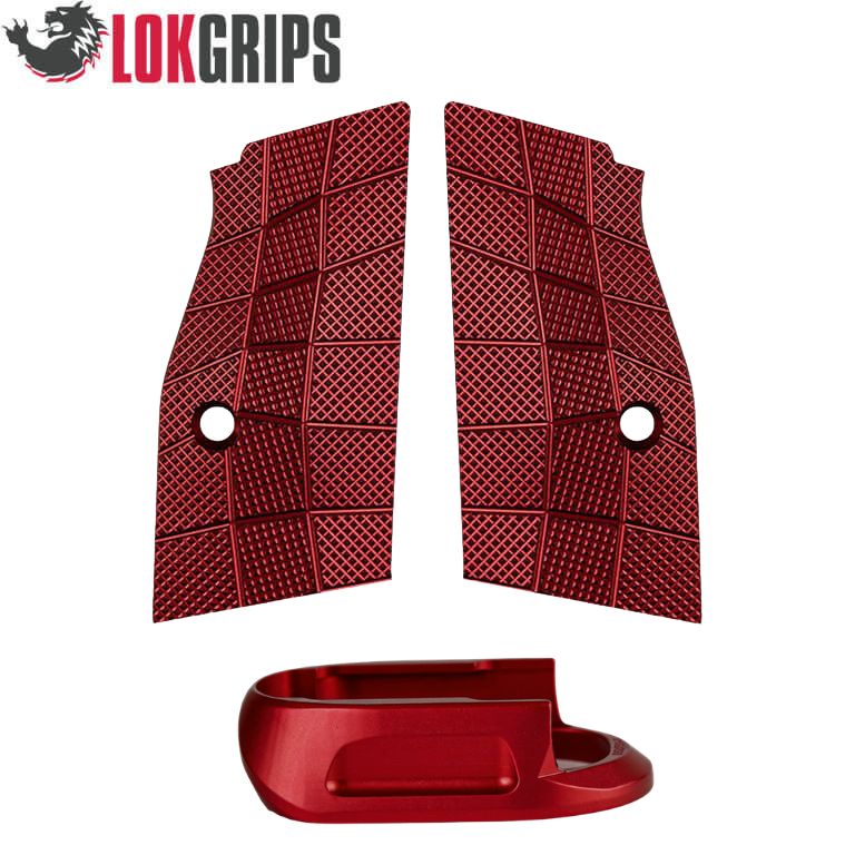 CZ Shadow 2 Compact & Carry short alu grips & alu magwell | Gridlok_red